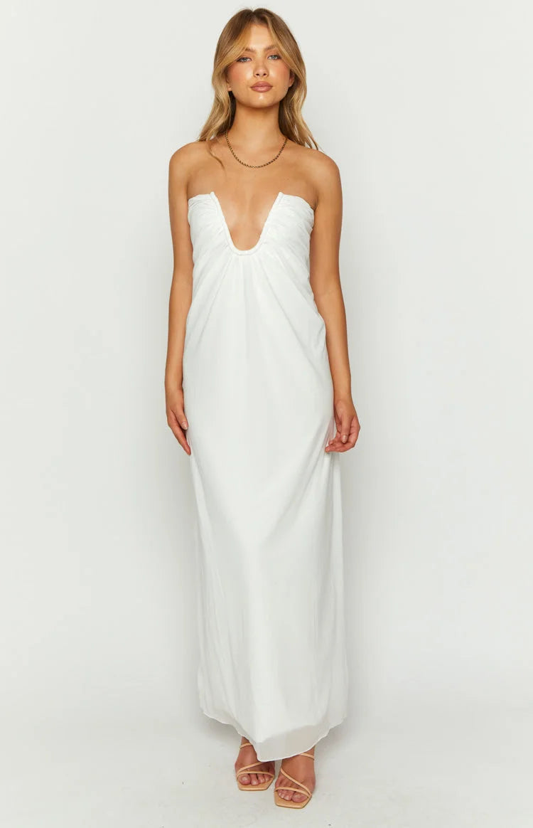 Santorini Sunset Plunge Maxi Dress