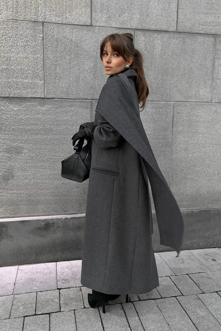 Monaco Wool Cape Coat with Scarf
