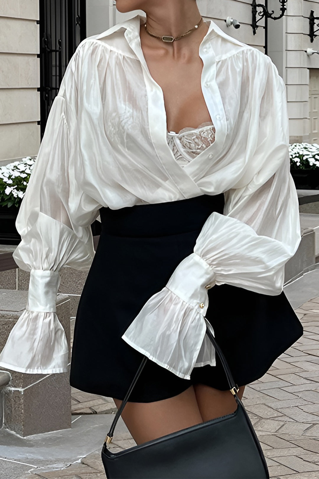 Luxury Satin Lantern Blouse