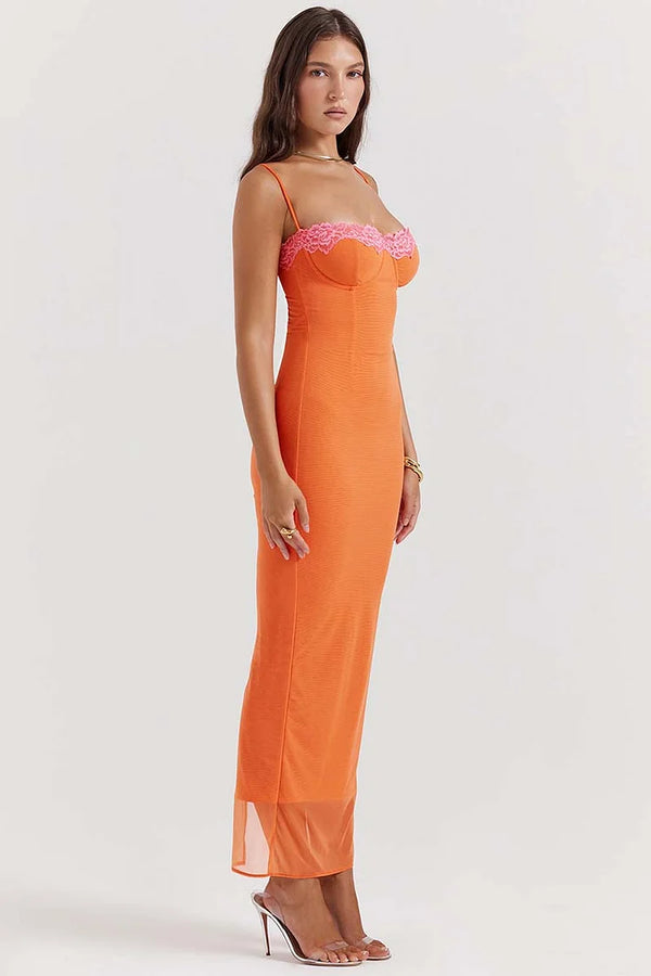 Tropica Lace Detail Mesh Maxi Dress