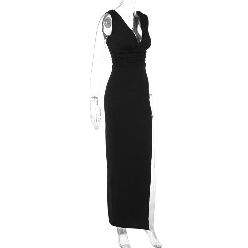 Lyra Satin Drape Maxi Dress