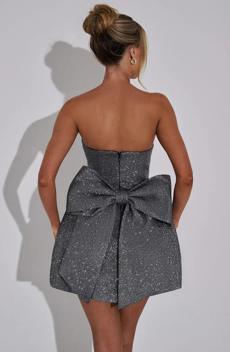 Grey Stella Glitter Mini Dress