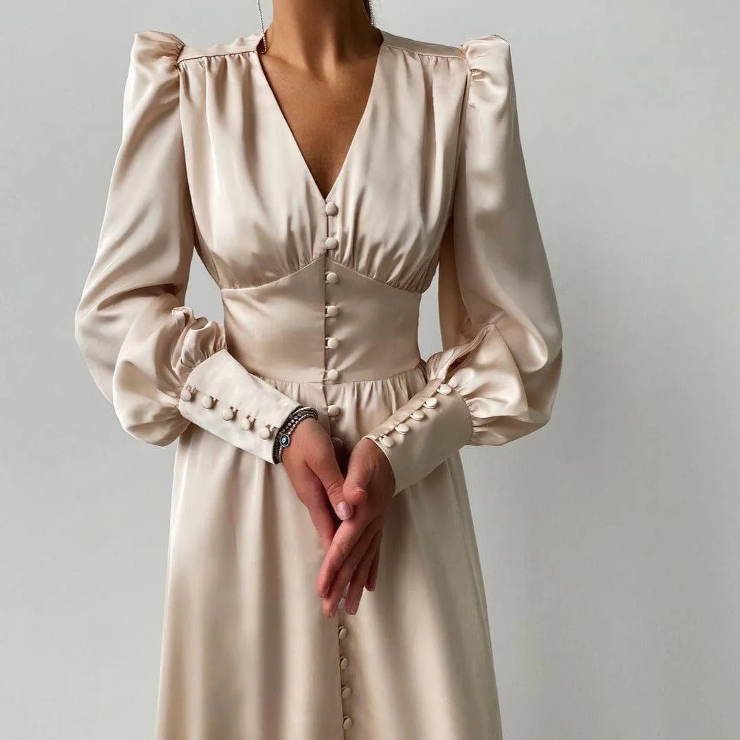 Vienna Whispers Satin Midi Dress