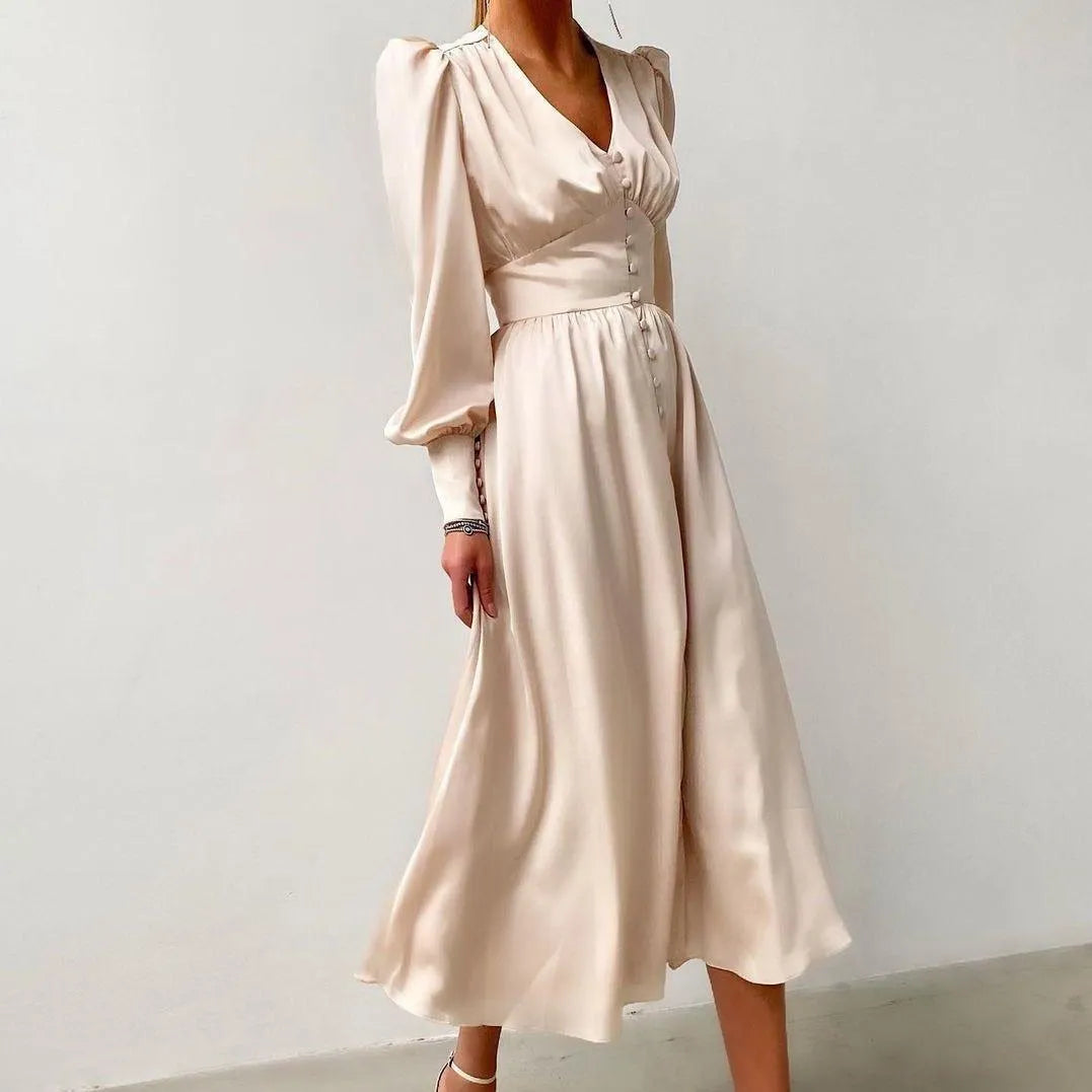 Vienna Whispers Satin Midi Dress