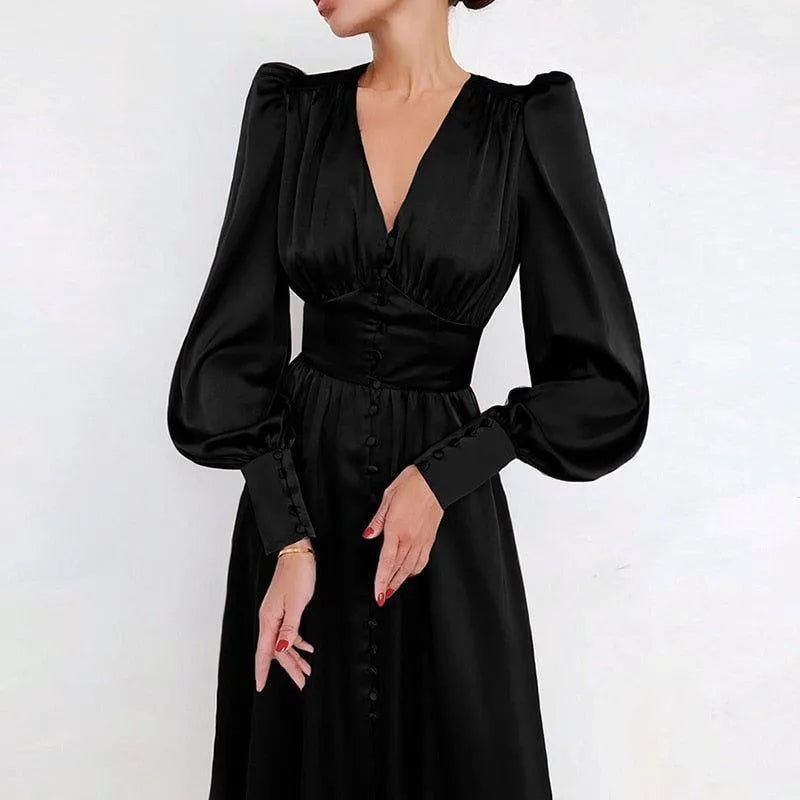 Vienna Whispers Satin Midi Dress
