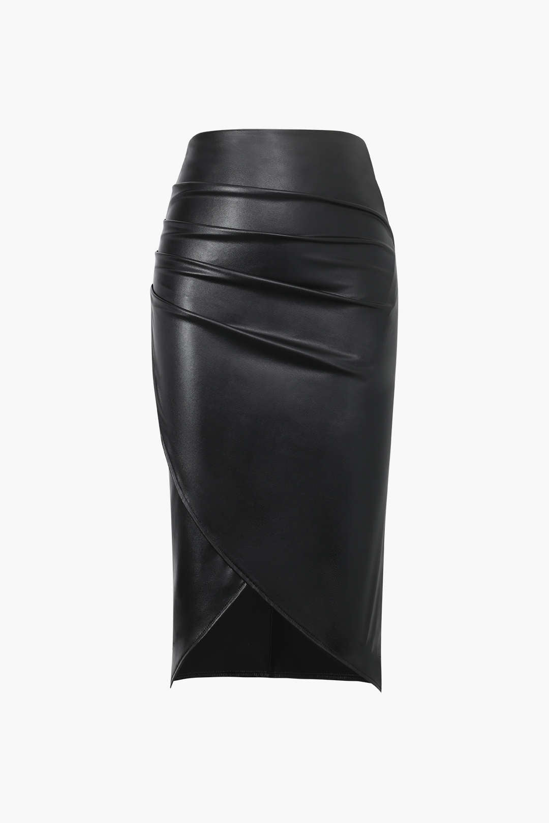 Faux Leather Wrap Skirt