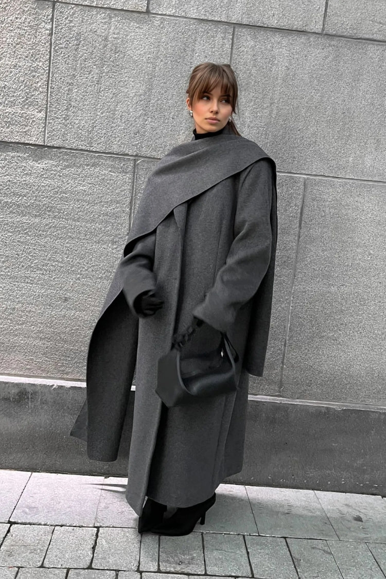Monaco Wool Cape Coat with Scarf