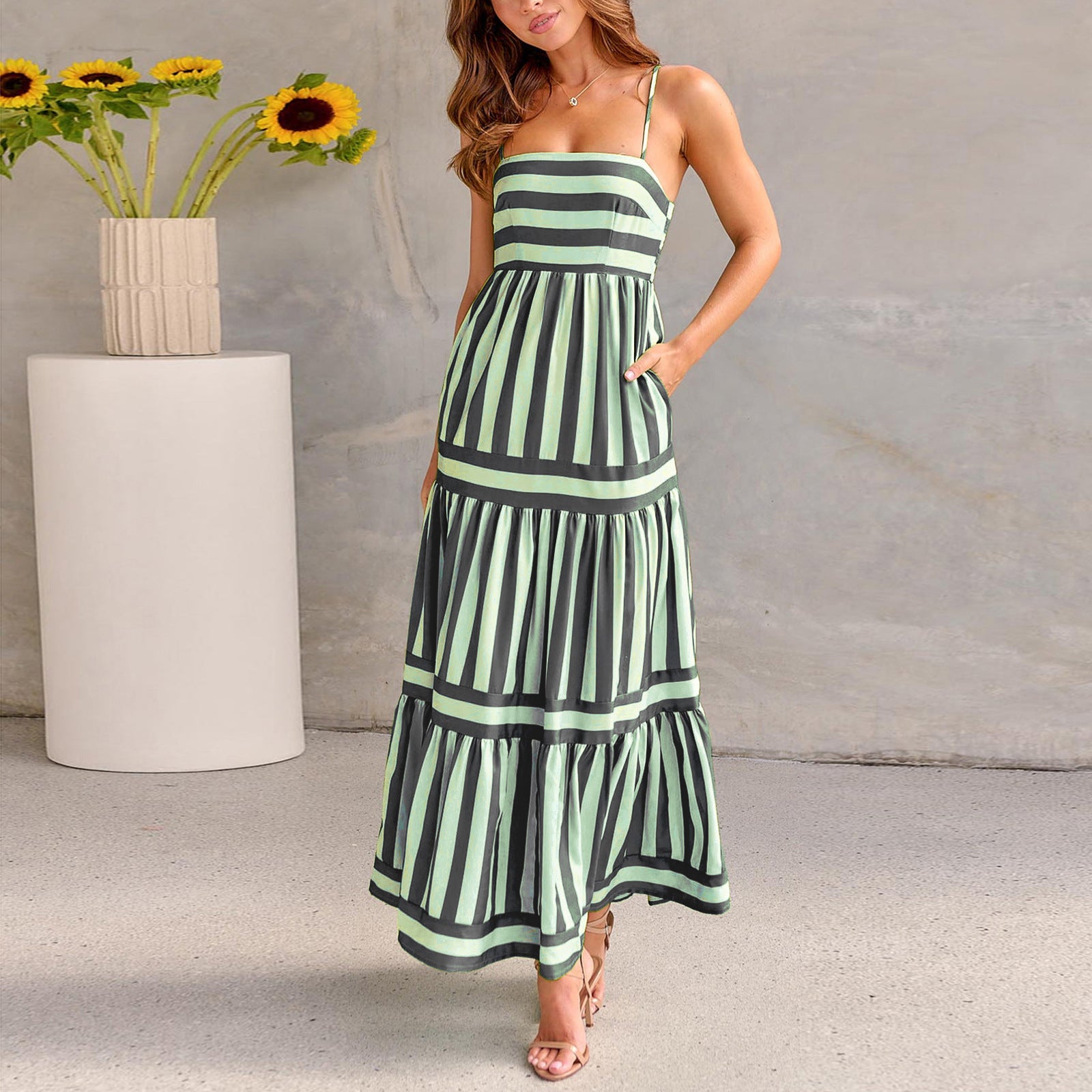 Santorini Bloom Tiered Maxi Dress