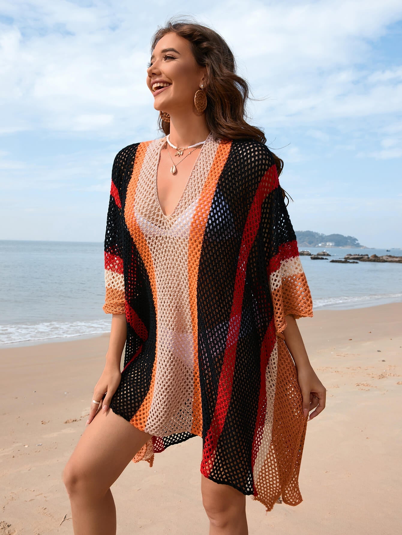 Black Solstice Shores Crochet Cover-Up