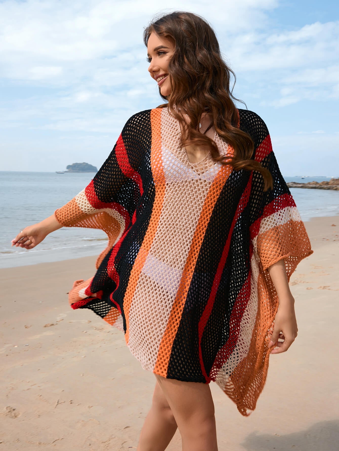 Black Solstice Shores Crochet Cover-Up
