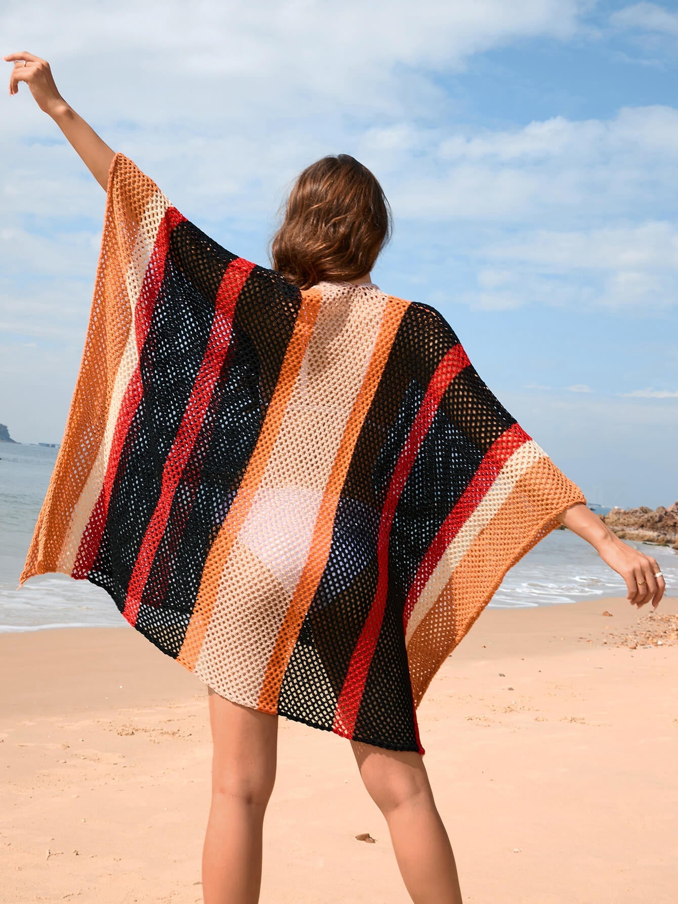 Black Solstice Shores Crochet Cover-Up