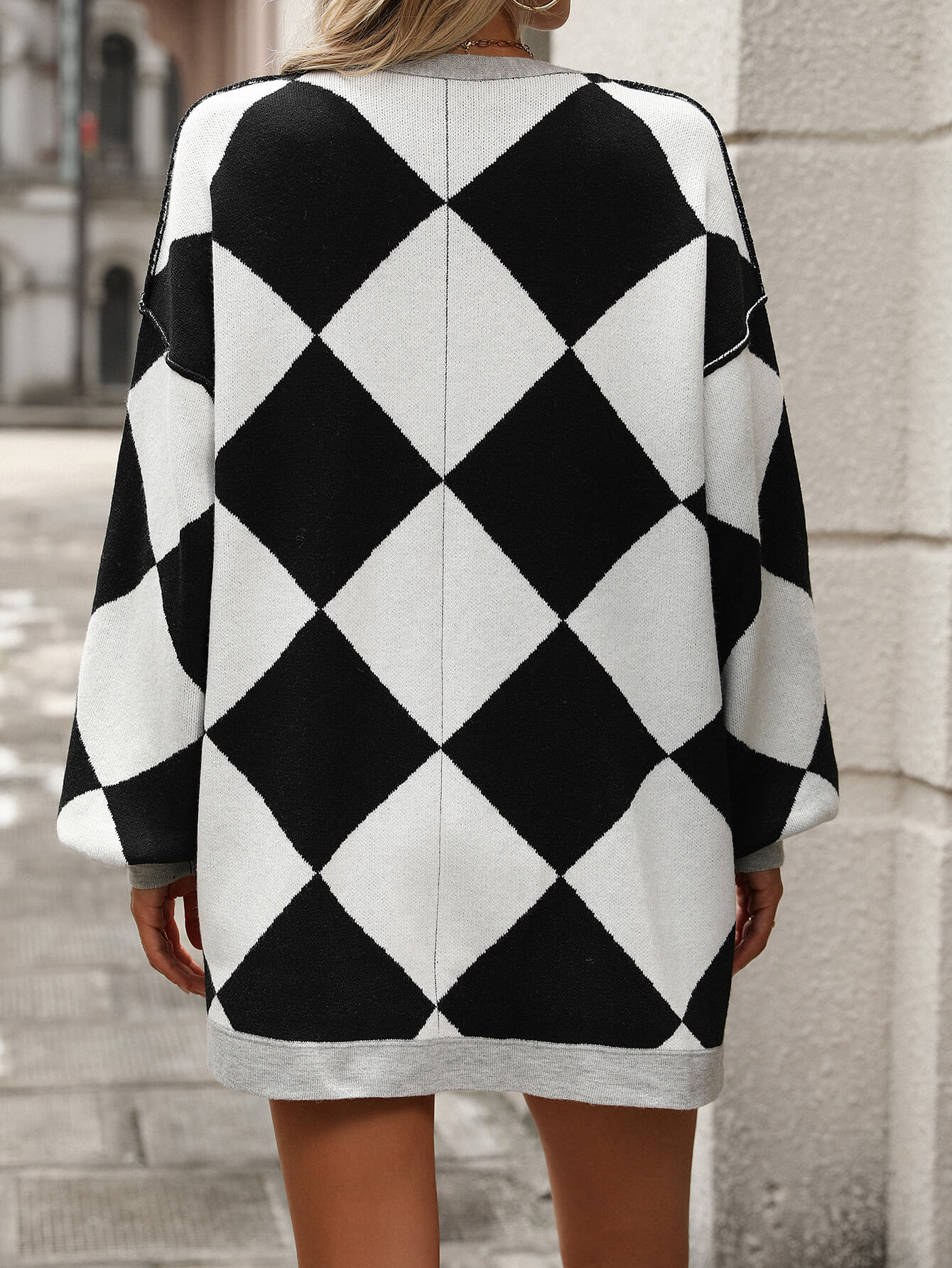 Black Harlequin Edge Oversized Cardigan