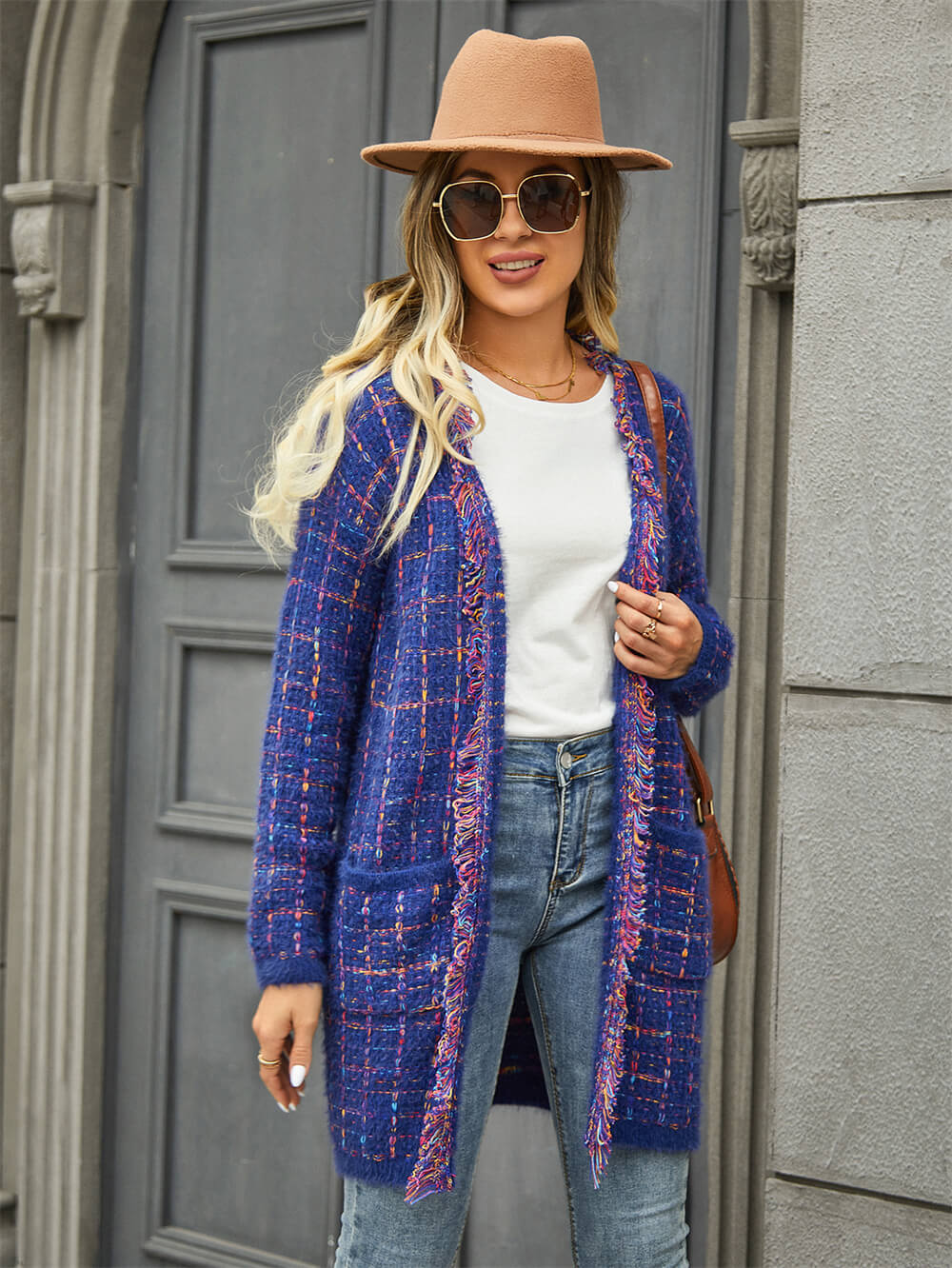 Purple Bellevue Days Tweed Cardigan
