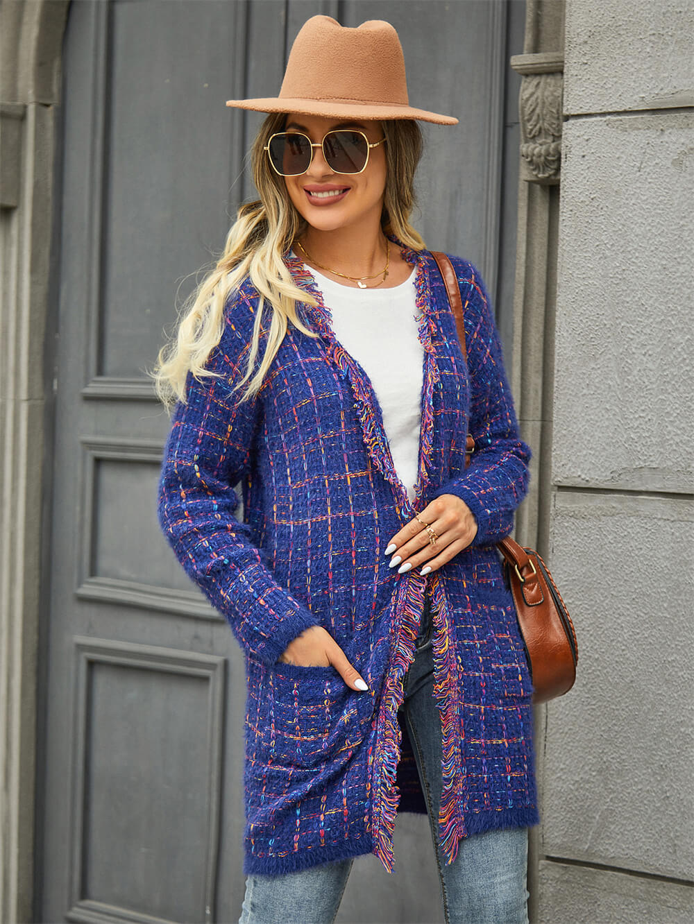 Purple Bellevue Days Tweed Cardigan