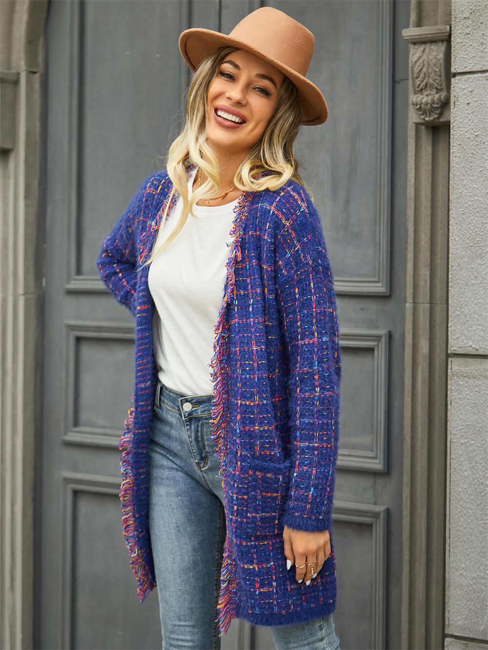 Purple Bellevue Days Tweed Cardigan