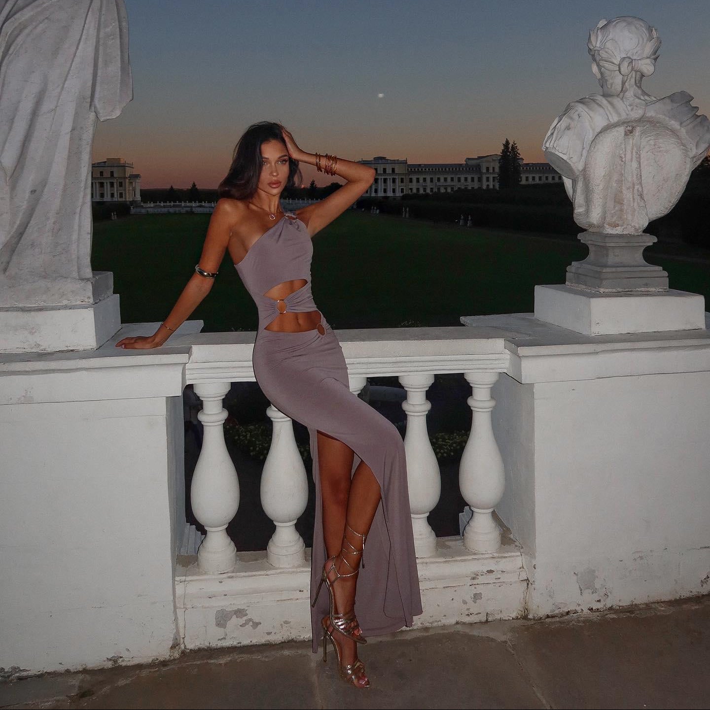 Soleia Asymmetric Cut-Out Maxi Dress