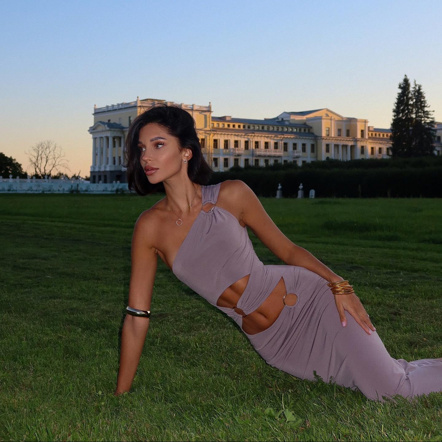 Soleia Asymmetric Cut-Out Maxi Dress
