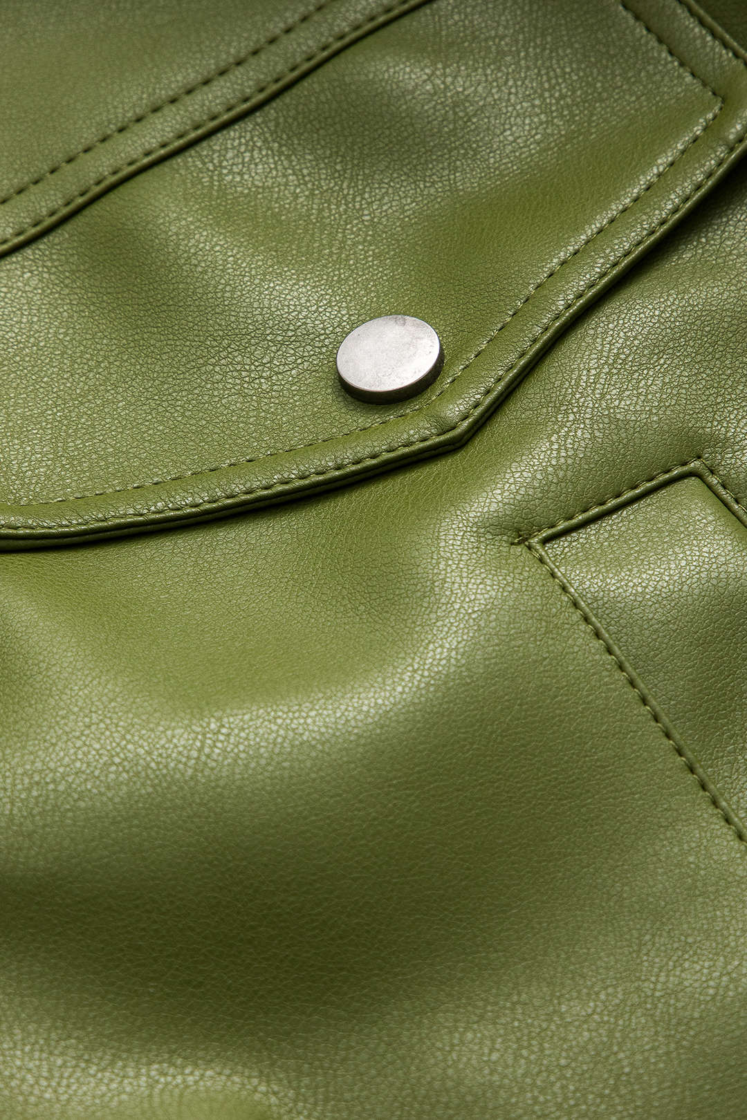 Electric Olive Cropped Faux Leather Jacket