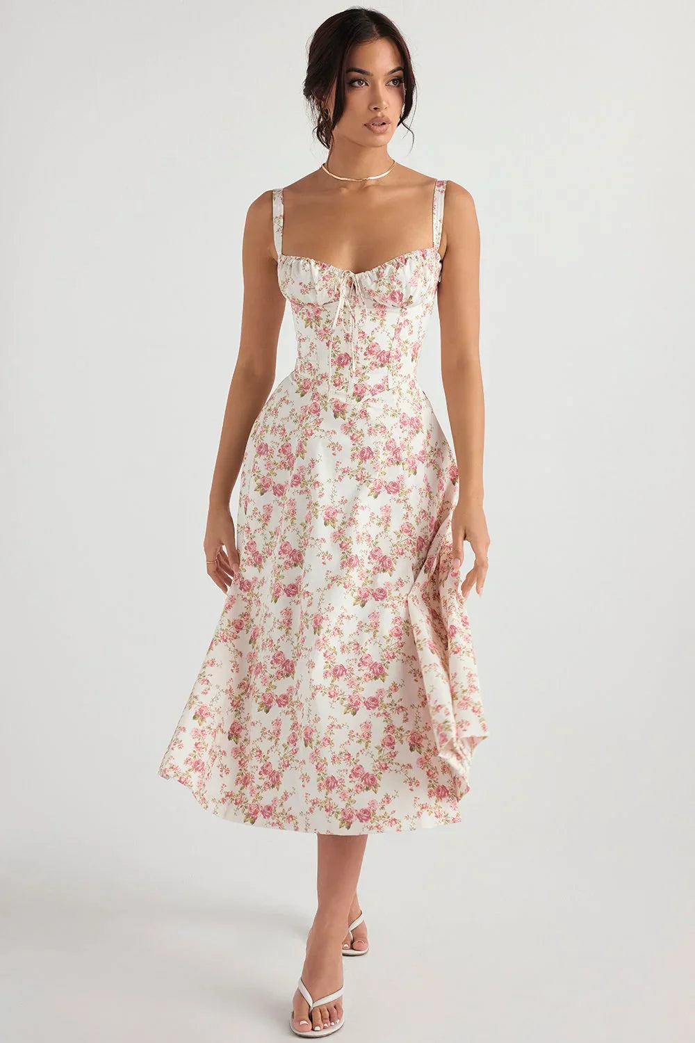 Floral Rosalind Corset Midi Dress