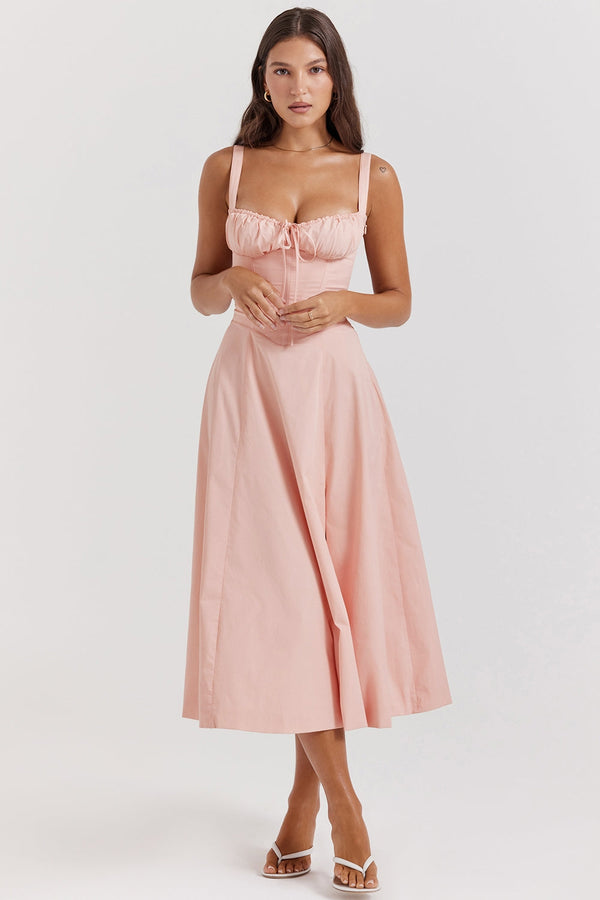 Pink Rosalind Corset Midi Dress