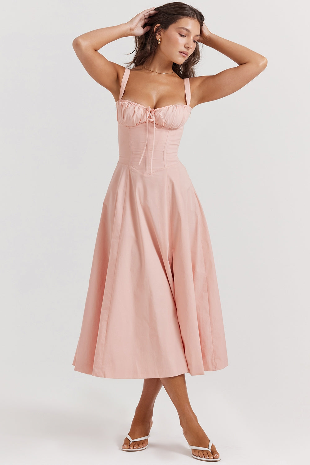 Pink Rosalind Corset Midi Dress