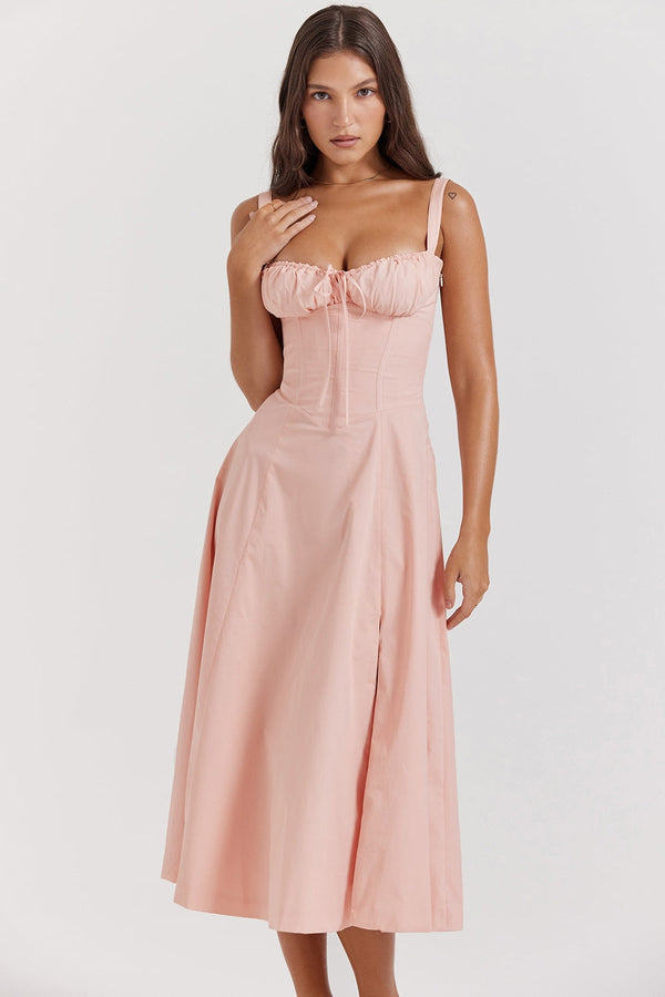 Pink Rosalind Corset Midi Dress