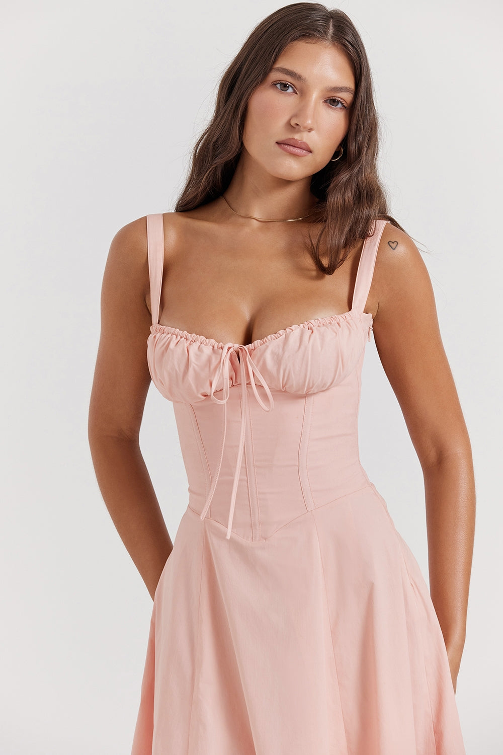 Pink Rosalind Corset Midi Dress