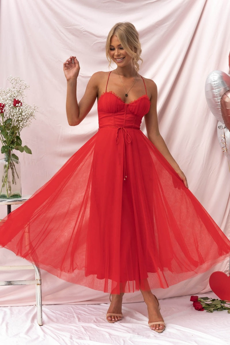 Seraphina Corset Tulle Midi Dress