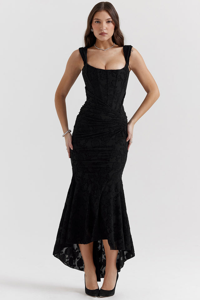 Lace Corset Gown with Drape Detail