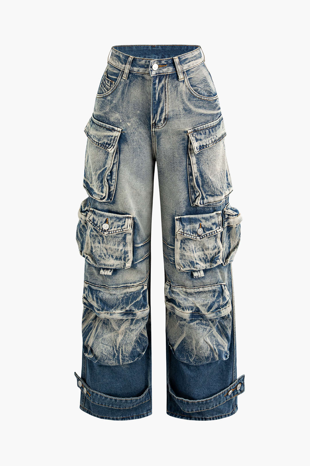 Ombre Wide-Leg Cargo Jeans