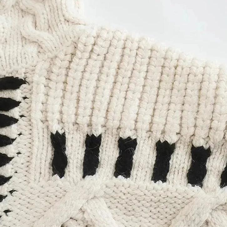 Impressionist Stitch Turtleneck Sweater