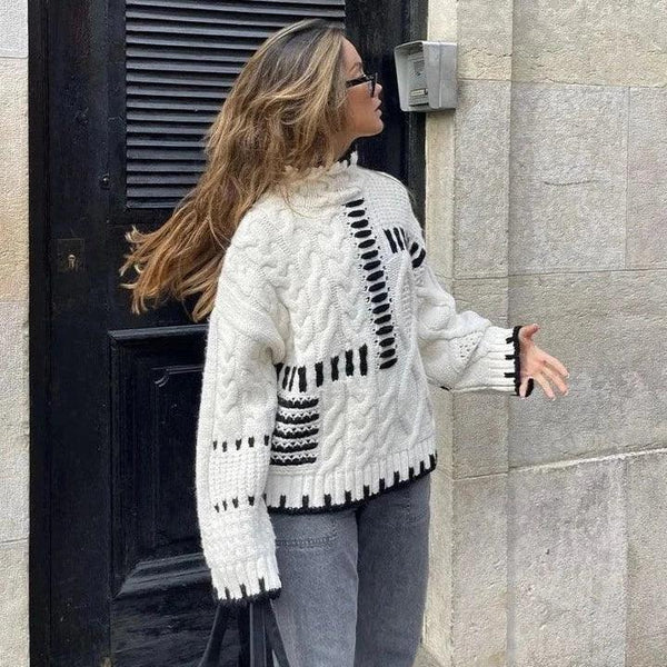 Impressionist Stitch Turtleneck Sweater