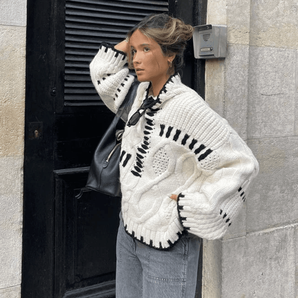 Impressionist Stitch Turtleneck Sweater