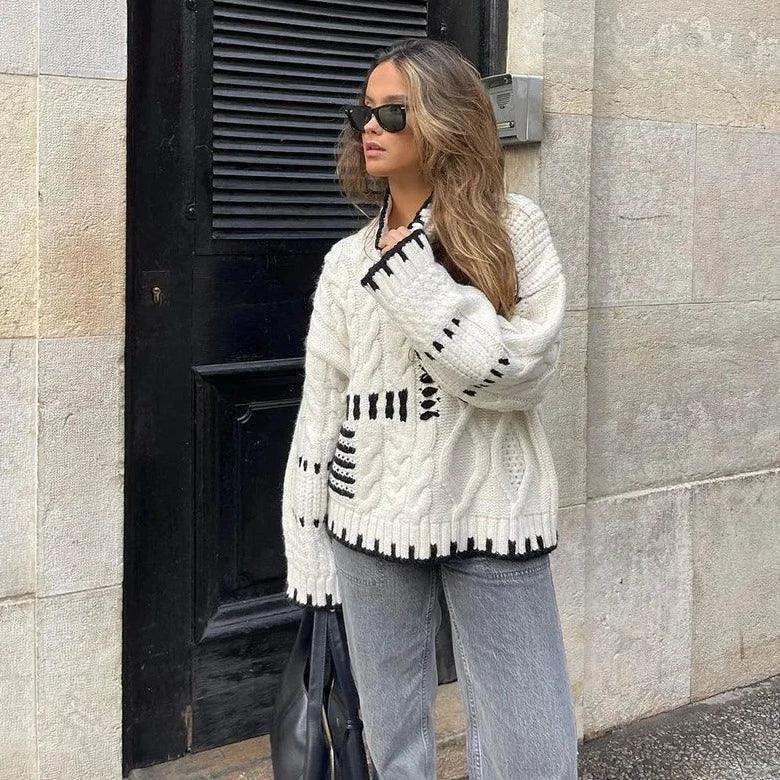 Impressionist Stitch Turtleneck Sweater