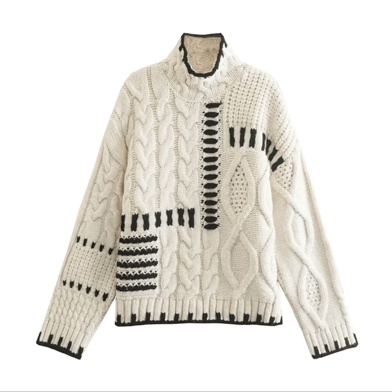 Impressionist Stitch Turtleneck Sweater