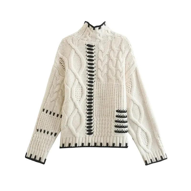 Impressionist Stitch Turtleneck Sweater