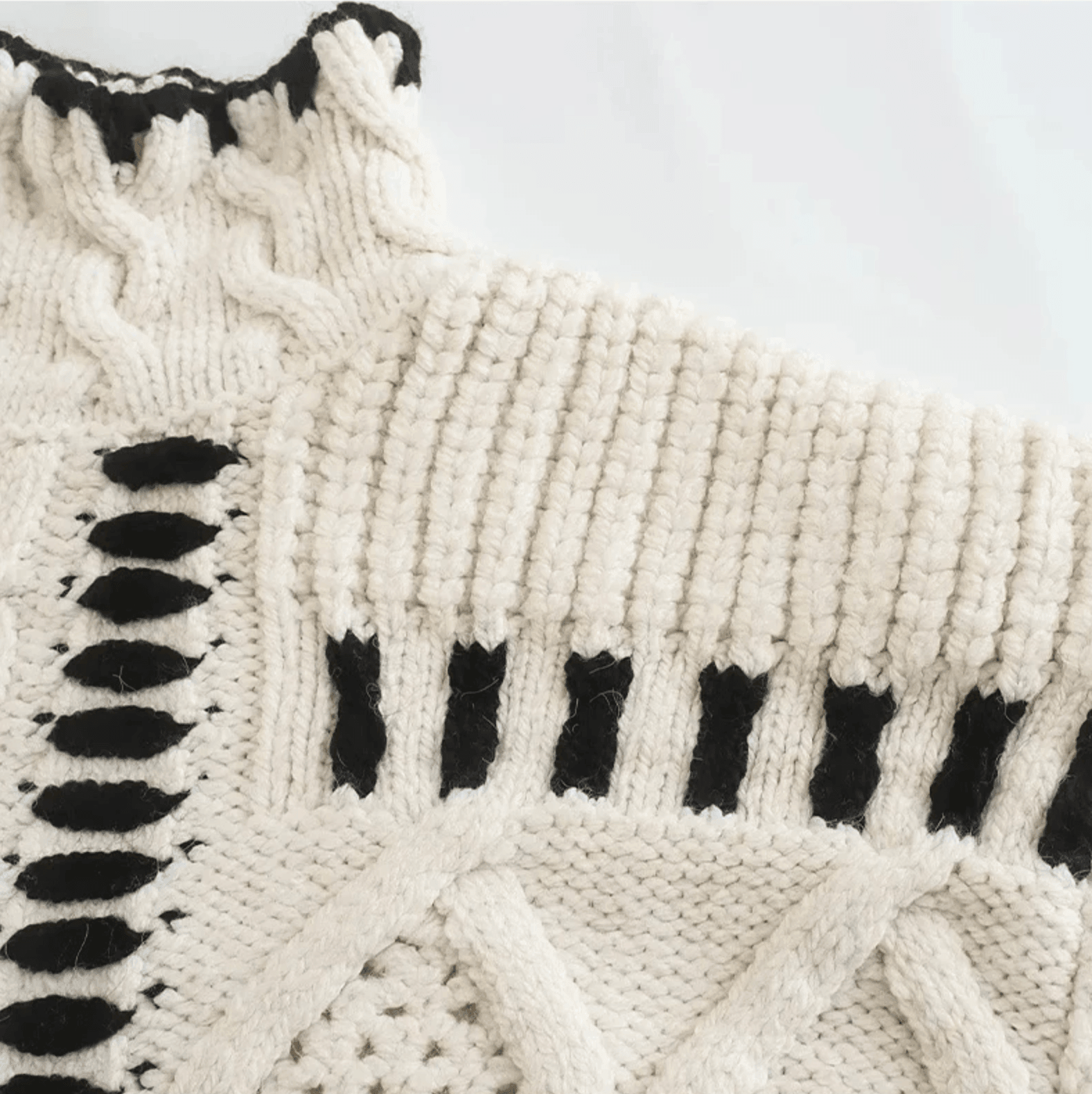 Impressionist Stitch Turtleneck Sweater