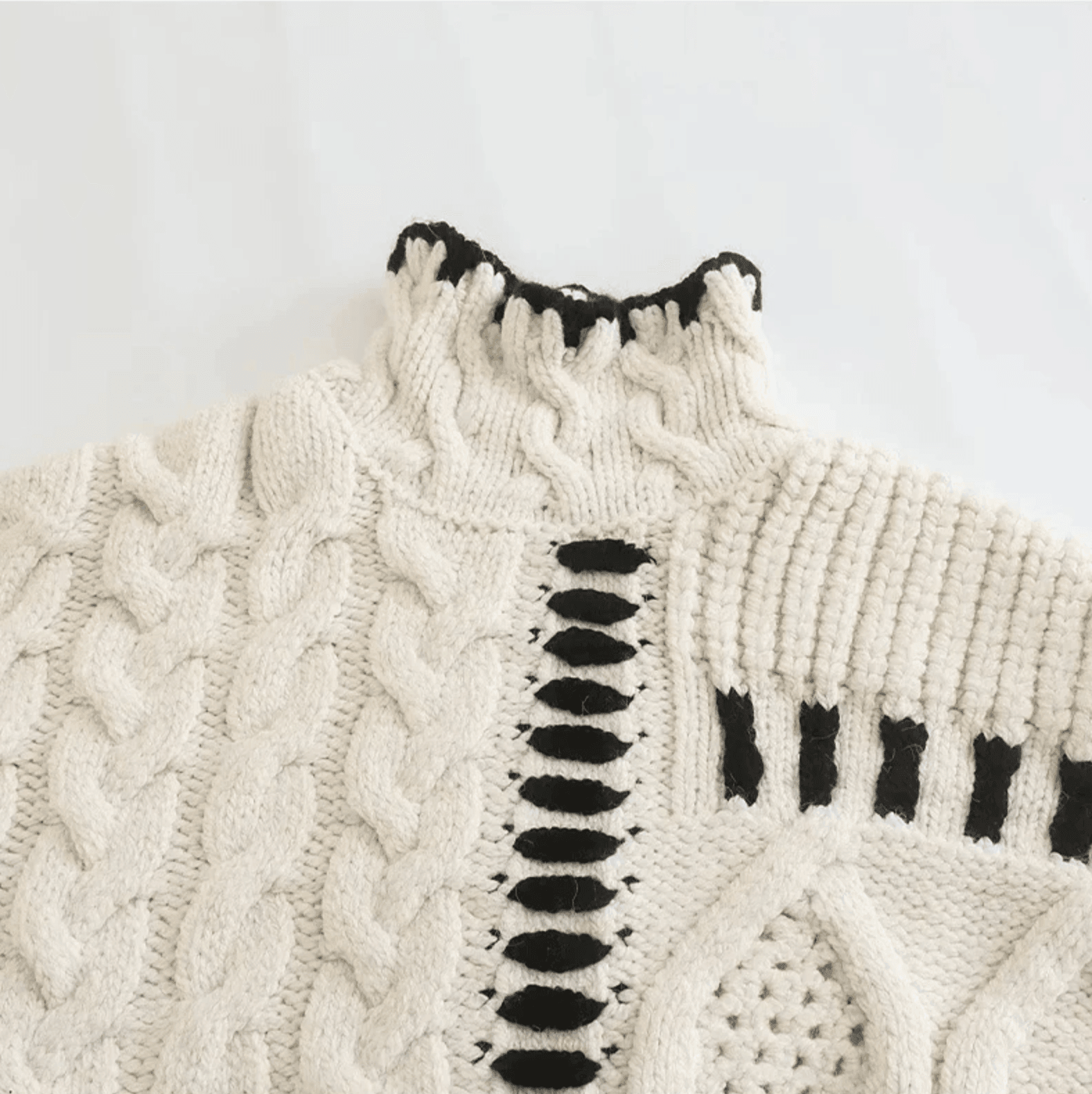 Impressionist Stitch Turtleneck Sweater