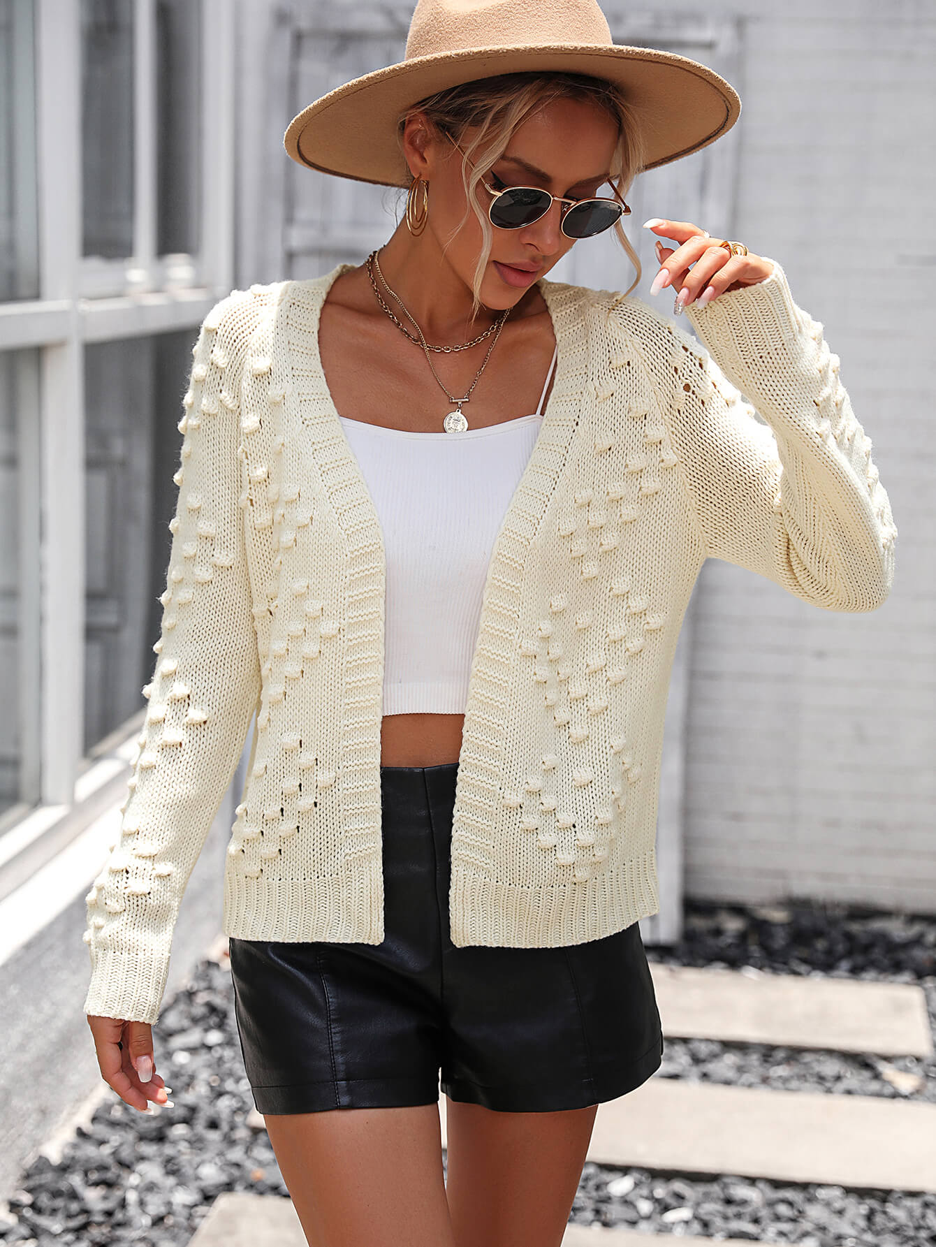 Ivory Stonehaven Textured Knit Cardigan