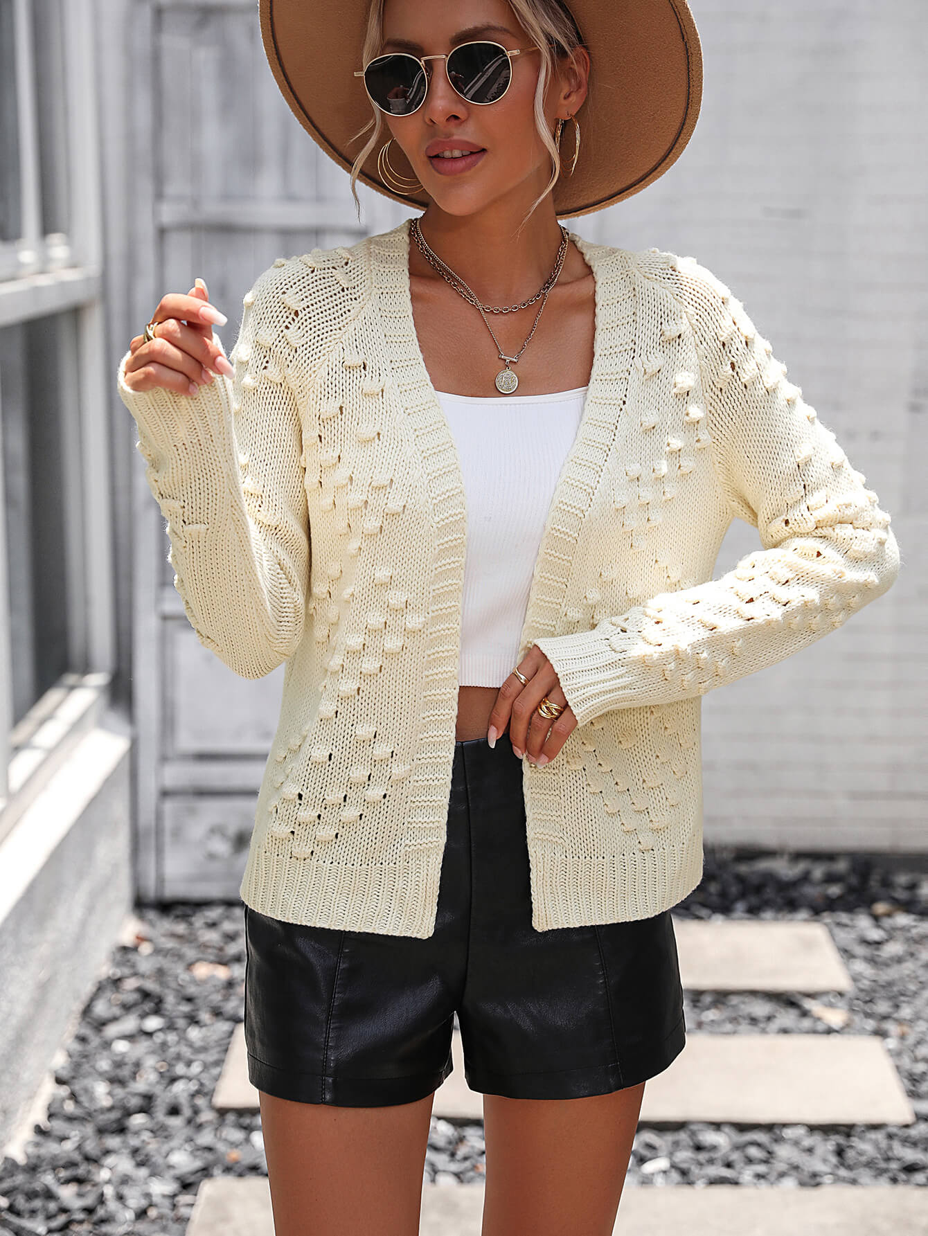 Ivory Stonehaven Textured Knit Cardigan