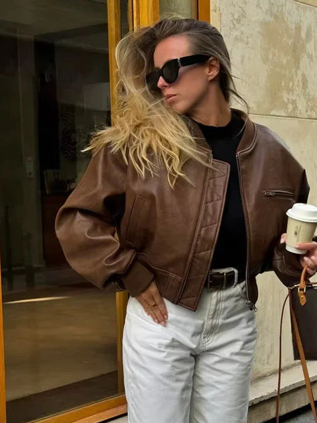 Camden Vintage Faux Leather Bomber