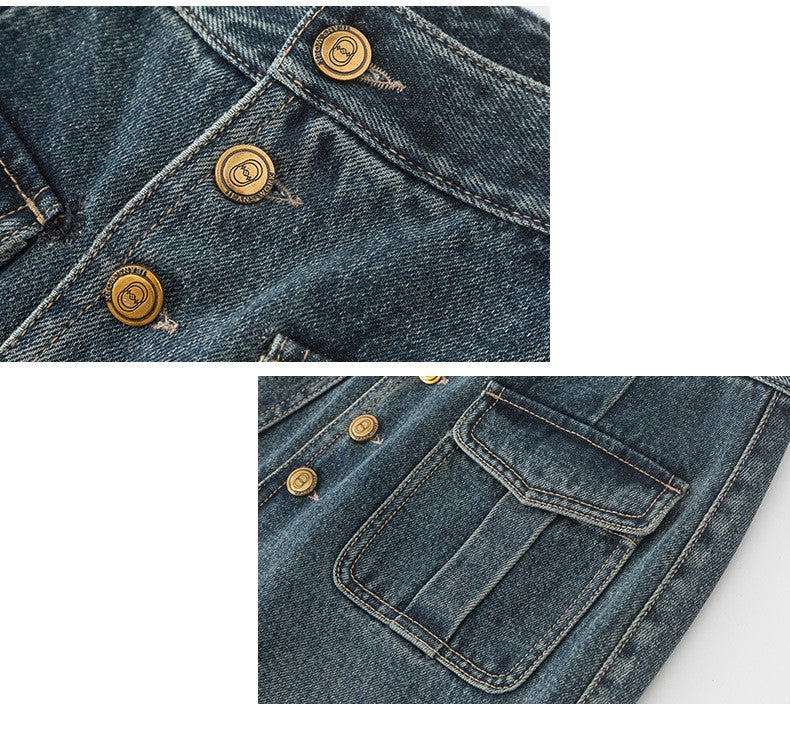 Depot Row Button-Front Denim Skirt