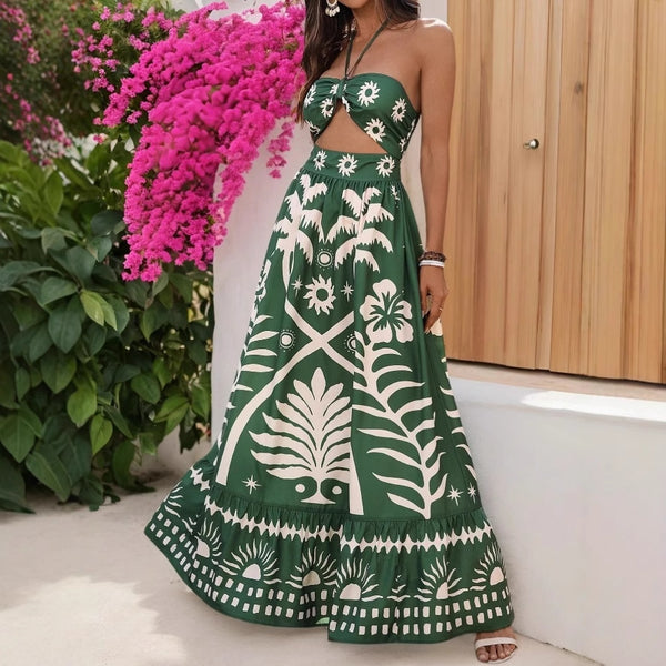Tropica Cutout Halter Maxi Dress