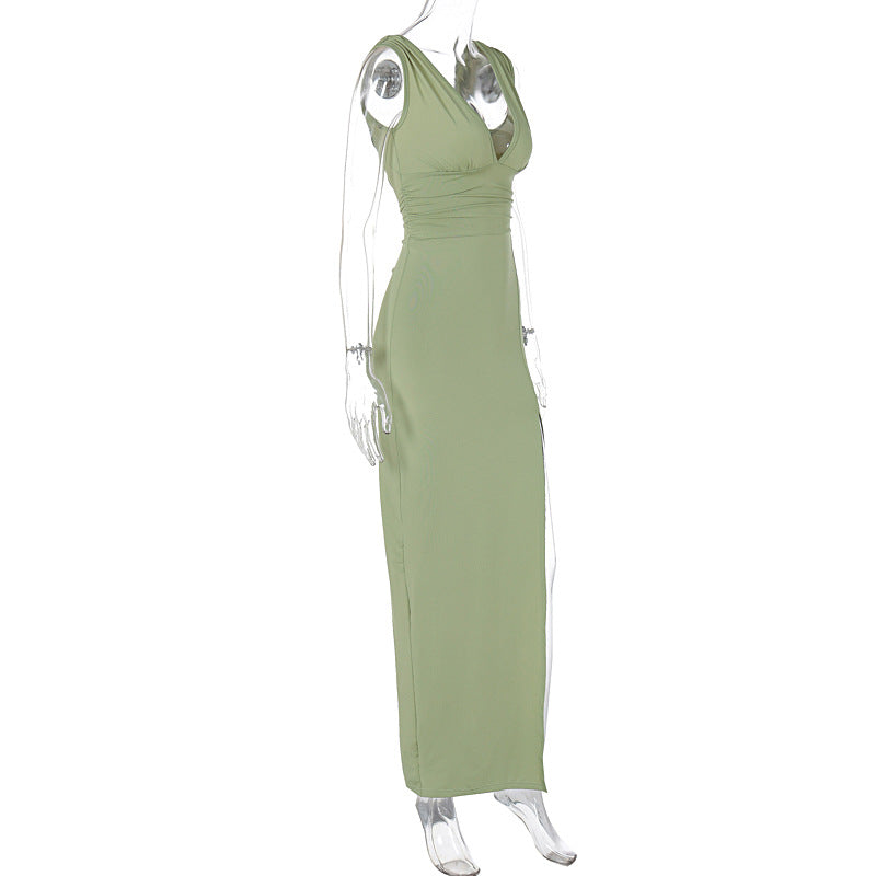 Lyra Satin Drape Maxi Dress