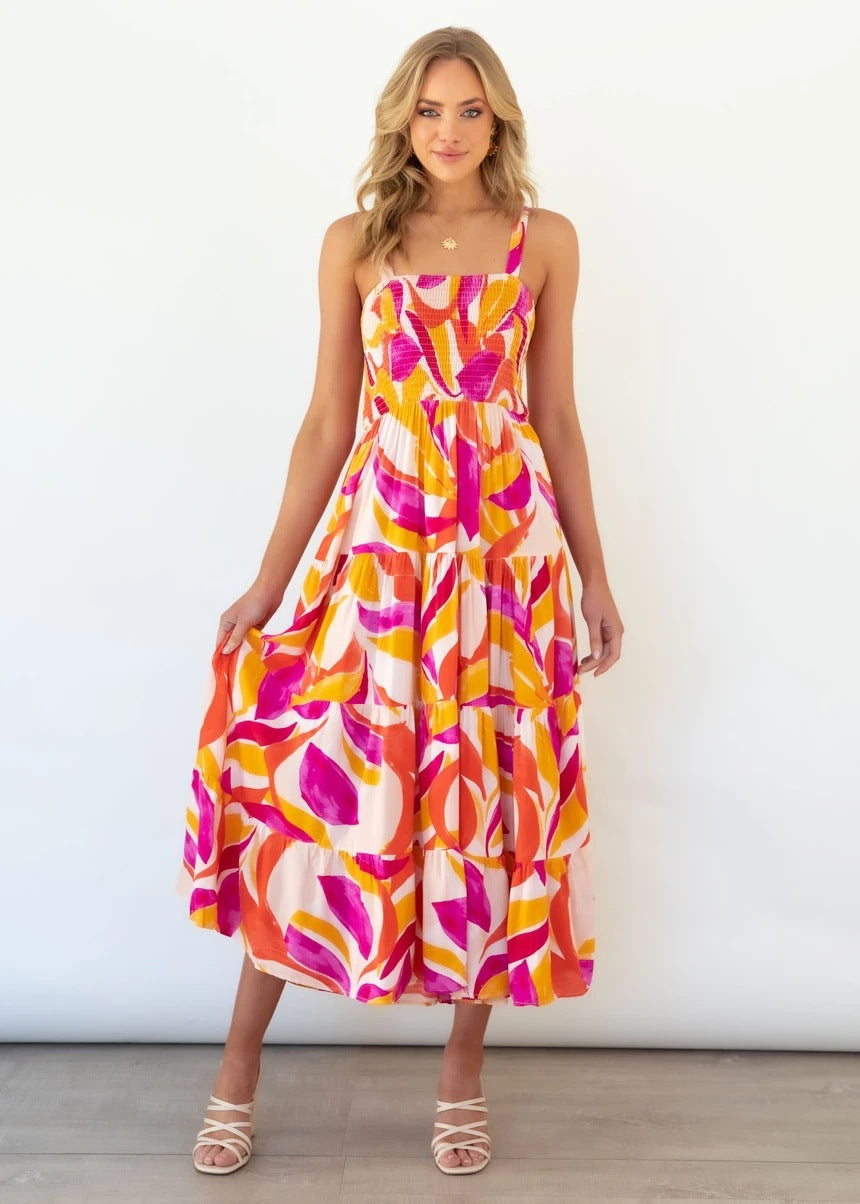 Sunberry Swirl Tiered Maxi Dress