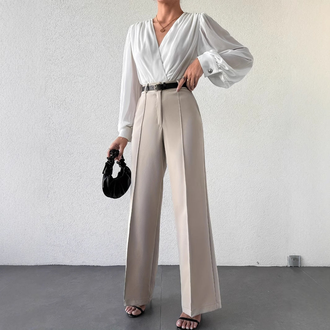 Monarch Line Pleated High-Waist Pants