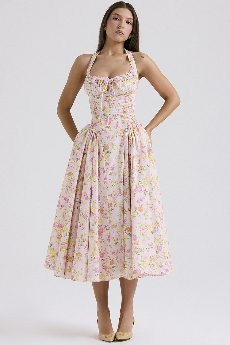 Rosa Floral Halter Midi Dress