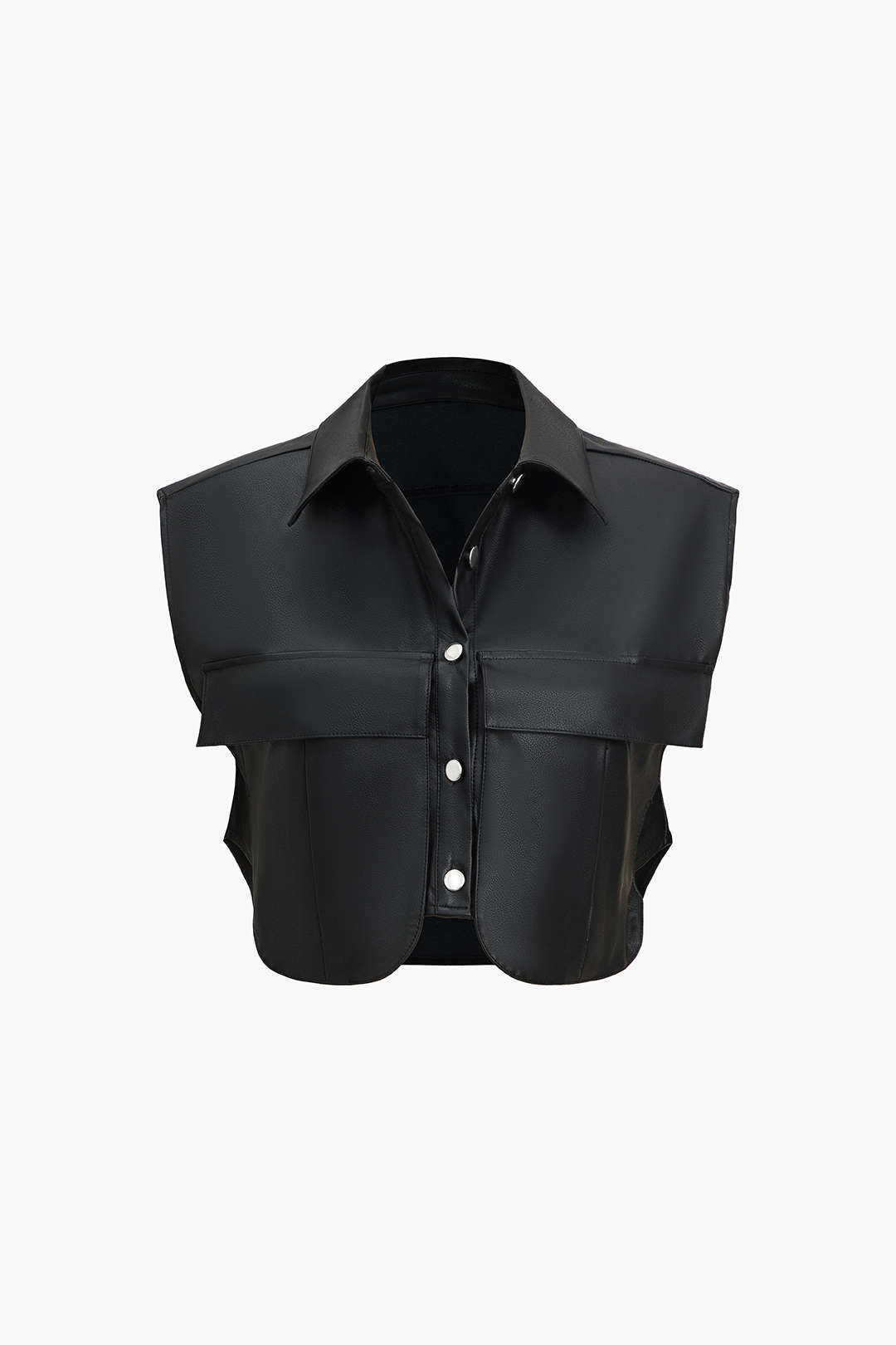 Nightline Snap Front Faux Leather Vest