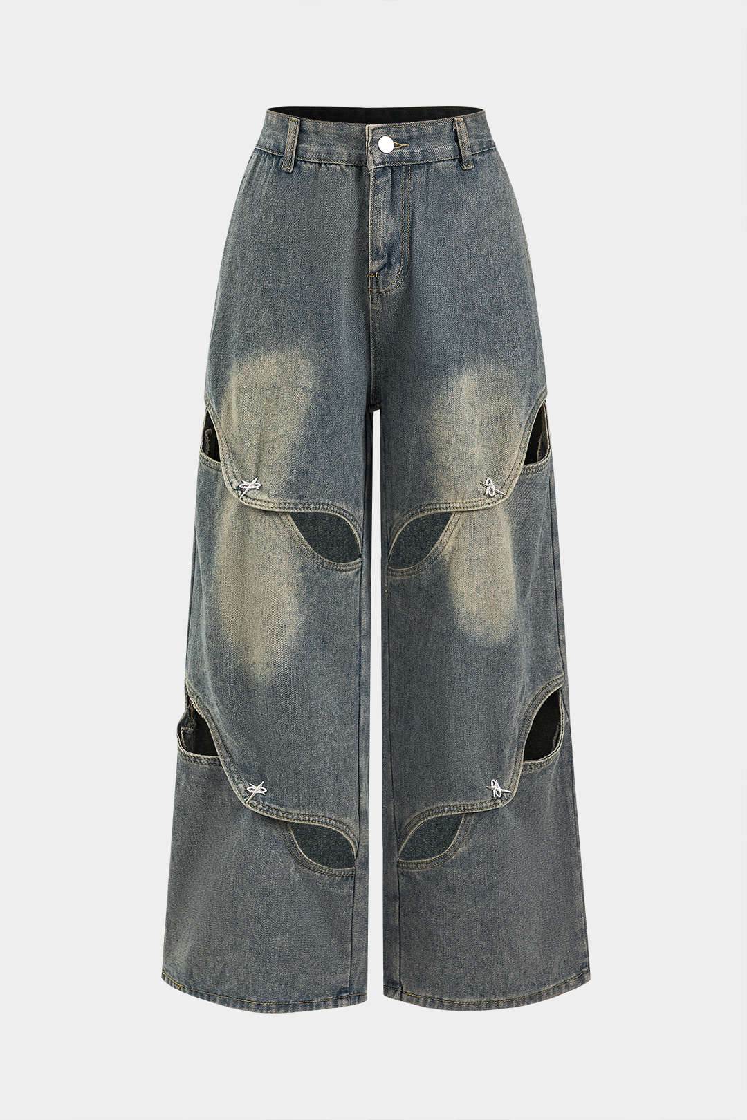 Raven Distressed Cut-Out Jeans