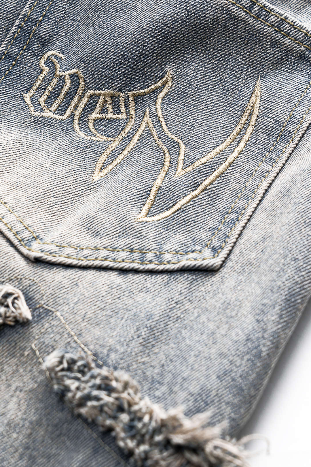 Juno Distressed Wide-Leg Jeans